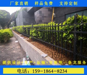 韶关景区外墙隔离镀锌方管带装饰圈三横栅栏
